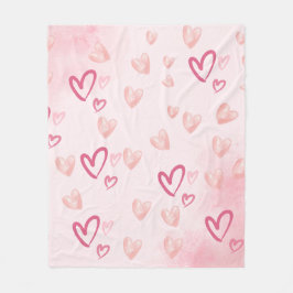 Rosa Herzen Fleecedecke