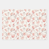 Rosa Herzen Florale Liebe Geschenkpapier Set (Vorderseite 2)