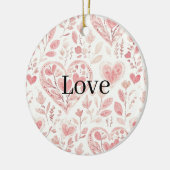 Rosa Herzen Florale Liebe   Keramik Ornament (Links)