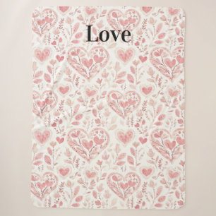 Rosa Herzen Florale Liebe Sherpadecke