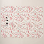 Rosa Herzen Florale Liebe Sherpadecke (Vorderseite (Horizontal))