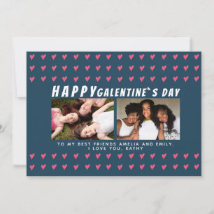 Rosa Herzen Galentine`s Day Freunde 2 Foto Feiertagskarte