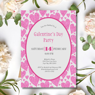 Rosa Herzen Galentine's Day Party Einladung