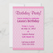 Rosa Herzen Geburtstagsparty Einladung (Vorderseite)