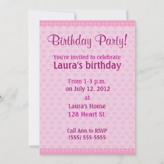 Rosa Herzen Geburtstagsparty Einladung