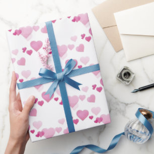 Rosa Herzen Geschenkpapier