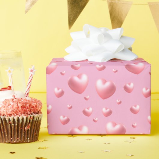Rosa Herzen Geschenkpapier (Geburtstagsparty)
