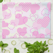 Rosa Herzen Geschirrtuch (Gefaltet)