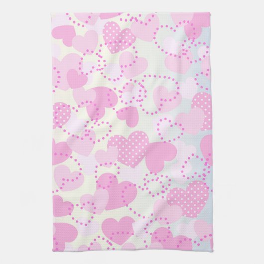 Rosa Herzen Geschirrtuch (Vertikal)
