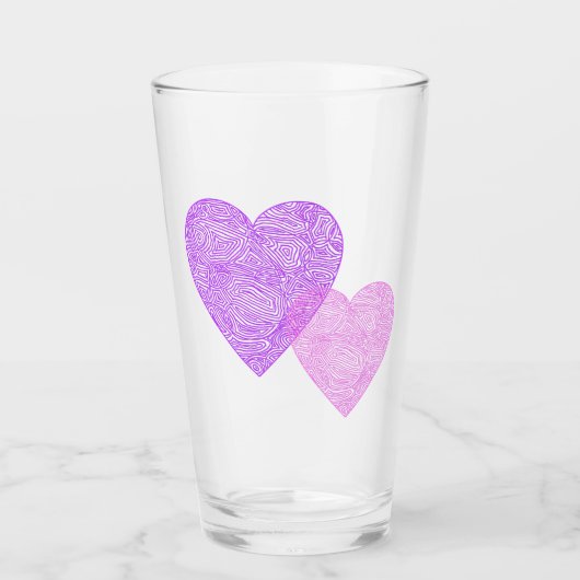 Rosa Herzen Glas (Vorderseite)