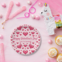 Rosa Herzen glücklich Valentinstag und benutzerdef Pappteller