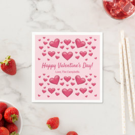Rosa Herzen glücklich Valentinstag und benutzerdef Serviette