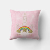 Rosa Herzen Gold Rainbow Star Horn Face Kissen (Rückseite)