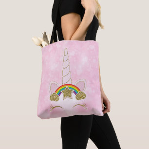 Rosa Herzen Gold Rainbow Star Horn Face Tasche