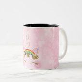Rosa Herzen Gold Rainbow Star Horn Face Zweifarbige Tasse (VorderseiteRechts)