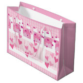 Rosa Herzen Große Geschenktüte (Vorderseite Schrägansicht)