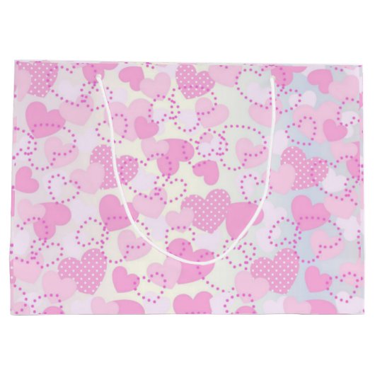 Rosa Herzen Große Geschenktüte (Rückseite)