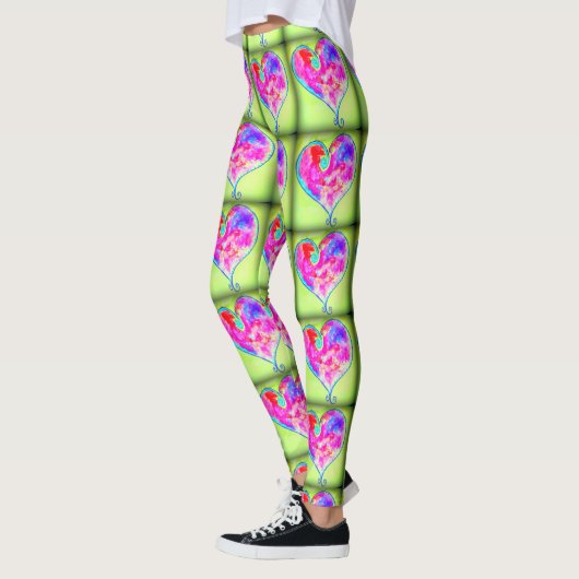 Rosa Herzen grün Leggings (Links)