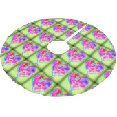 Rosa Herzen grün Polyester Weihnachtsbaumdecke (Schrägansicht)