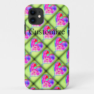Rosa Herzen grüne Diamanten Case-Mate iPhone Hülle