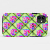Rosa Herzen grüne Diamanten Case-Mate iPhone Hülle (Rückseite (Horizontal))