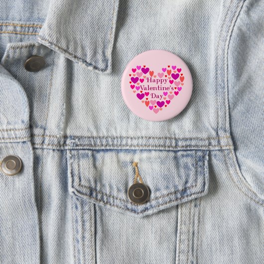 Rosa Herzen Happy Valentines Day Button (Beispiel)