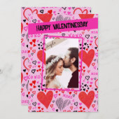 Rosa Herzen Happy Valentine's Day Foto (Vorne/Hinten)