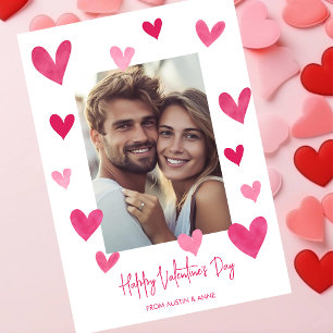 Rosa Herzen Happy Valentine's Day Foto Feiertagskarte