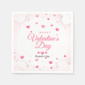 Rosa Herzen Happy Valentinstag Serviette (Vorderseite)