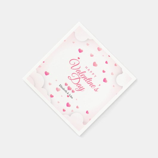 Rosa Herzen Happy Valentinstag Serviette (Ecke)