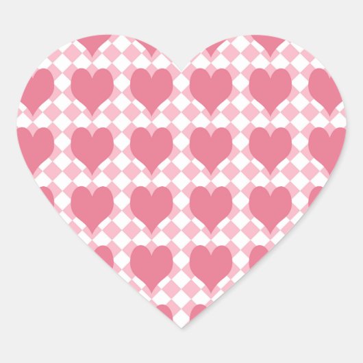 Rosa Herzen Herz-Aufkleber (Vorderseite)