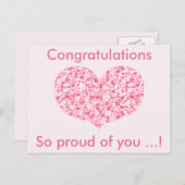 Rosa Herzen | Herzlichen Glückwunsch Abschluss Pos Postkarte (Vorne/Hinten)