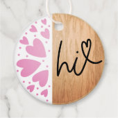 Rosa Herzen Hi auf Holz Valentine Geschenkanhänger (Vorderseite)