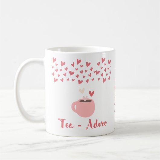 Rosa Herzen Hintergrundtee - Adoro-Kaffee Kaffeetasse (Links)