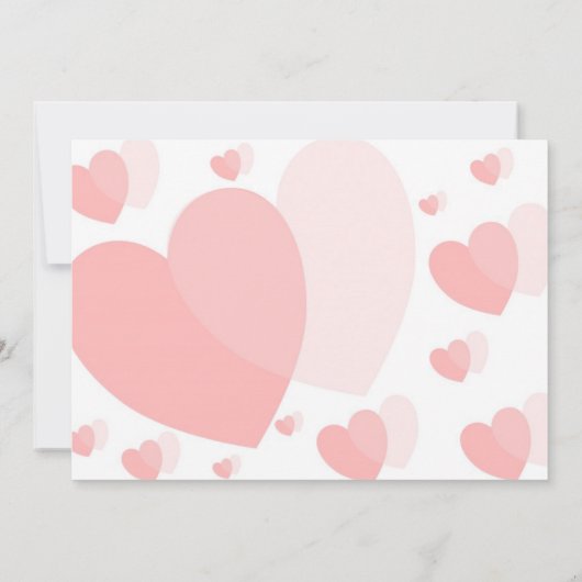 Rosa Herzen Hochzeitsempfang Einladung (Rückseite)