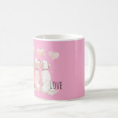Rosa Herzen Hundeliebe Kaffeetasse (VorderseiteRechts)