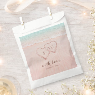 Rosa Herzen im Sandstrand Hochzeit Geschenktütchen