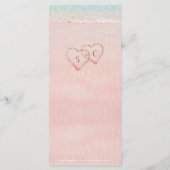 Rosa Herzen im Sandstrand Hochzeit Menükarte (Rückseite)