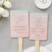 Rosa Herzen im Sandstrand Hochzeitsprogramm Fächer