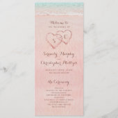 Rosa Herzen im Sandstrand Hochzeitsprogramm Programm (Vorderseite)