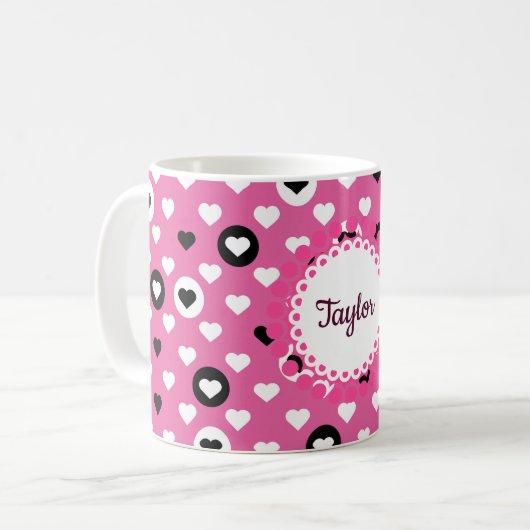 Rosa Herzen Kaffeetasse (Vorderseite Links)