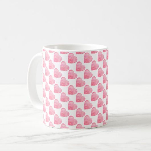 Rosa Herzen Kaffeetasse (Vorderseite Links)