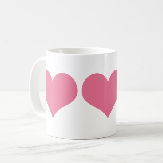 Rosa Herzen Kaffeetasse (Vorderseite Links)