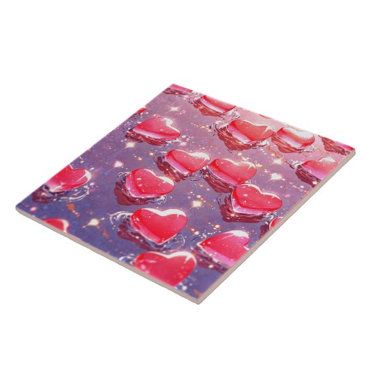 Rosa Herzen Keramik Tile Fliese (Seite)