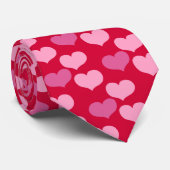 Rosa Herzen Krawatte (Gerollt)