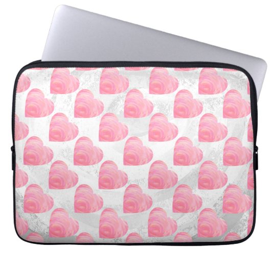 Rosa Herzen Laptopschutzhülle (Vorderseite)