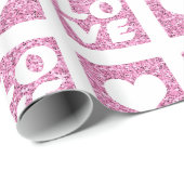 Rosa Herzen Liebe Imitate Glitzer Geschenkpapier (Rolleneckpunkt)