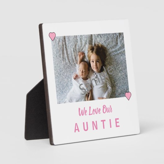 Rosa Herzen Liebe Tante Foto Plaque Fotoplatte (Vorderseite)