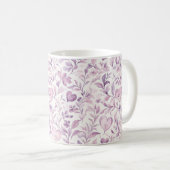 Rosa Herzen Lila Blätter Kaffeetasse (VorderseiteRechts)