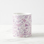Rosa Herzen Lila Blätter Kaffeetasse (Mittel)